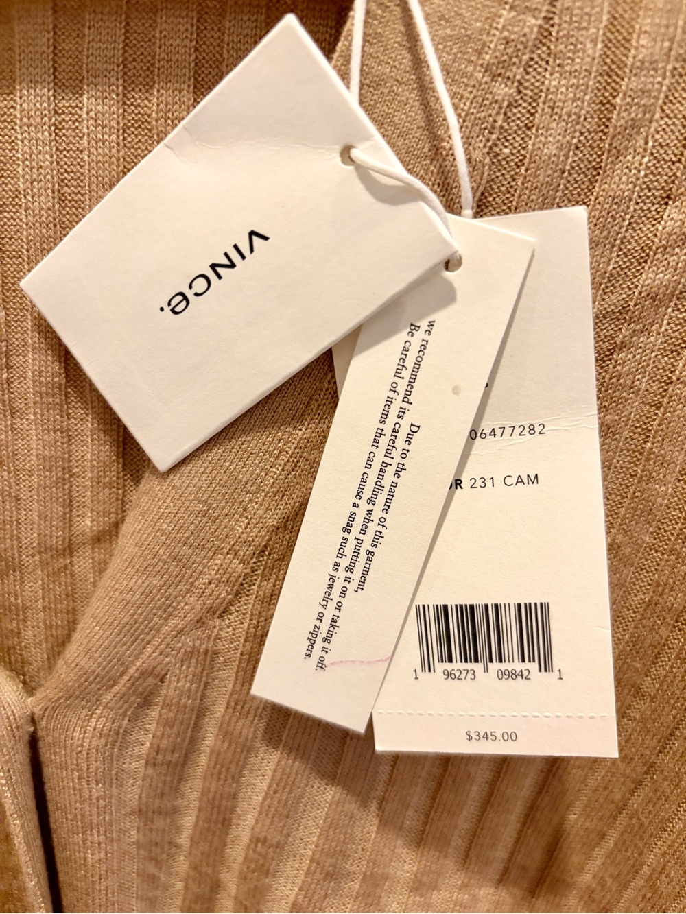Vince Camel Ribbed V-Neck Button Cardigan - Picture 2 of 4